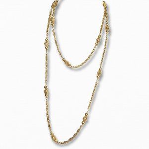 Necklace VTG Monet 54" Gold Plated Filigree Beadwork